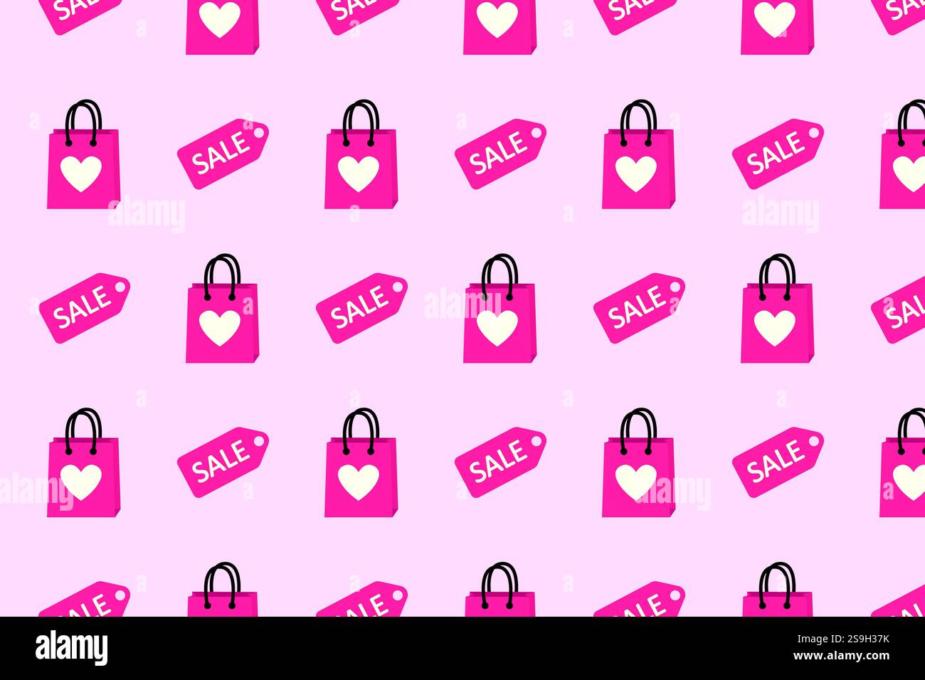 Musterverkauf. Valentinstag. Vektorabbildung. Stock Vektor