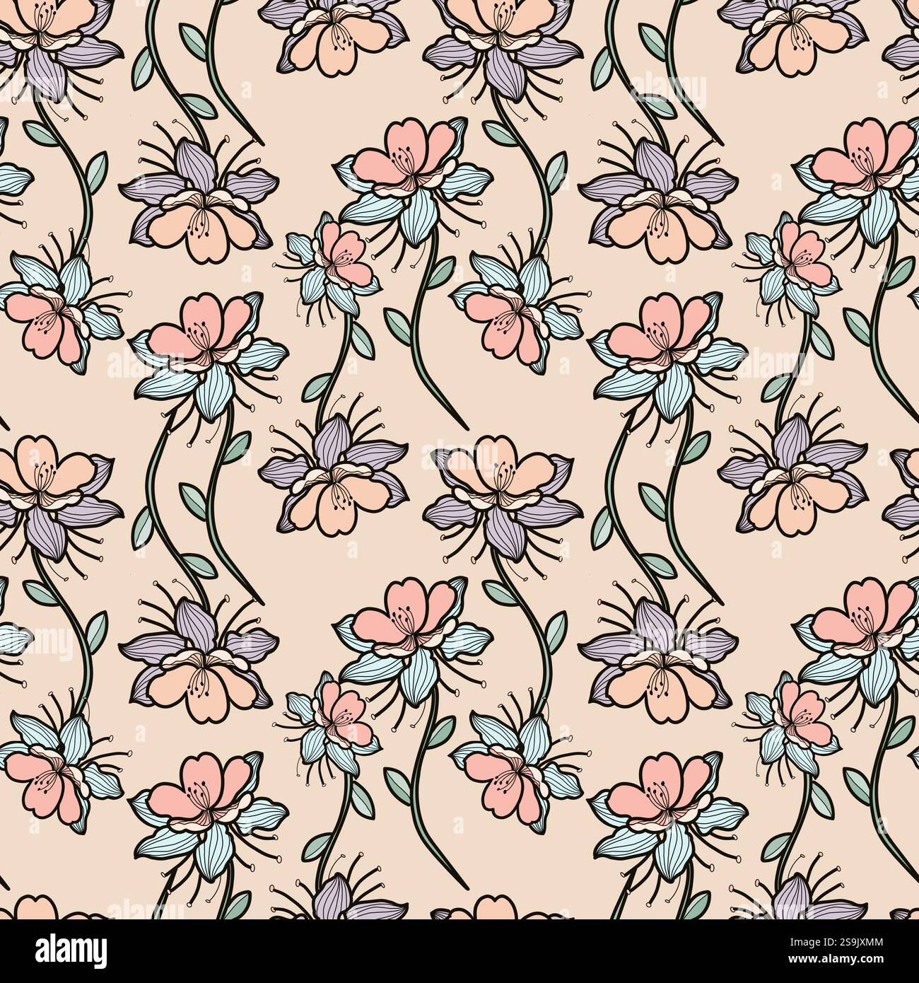 Nahtlose Muster mit Blumen Stockfoto