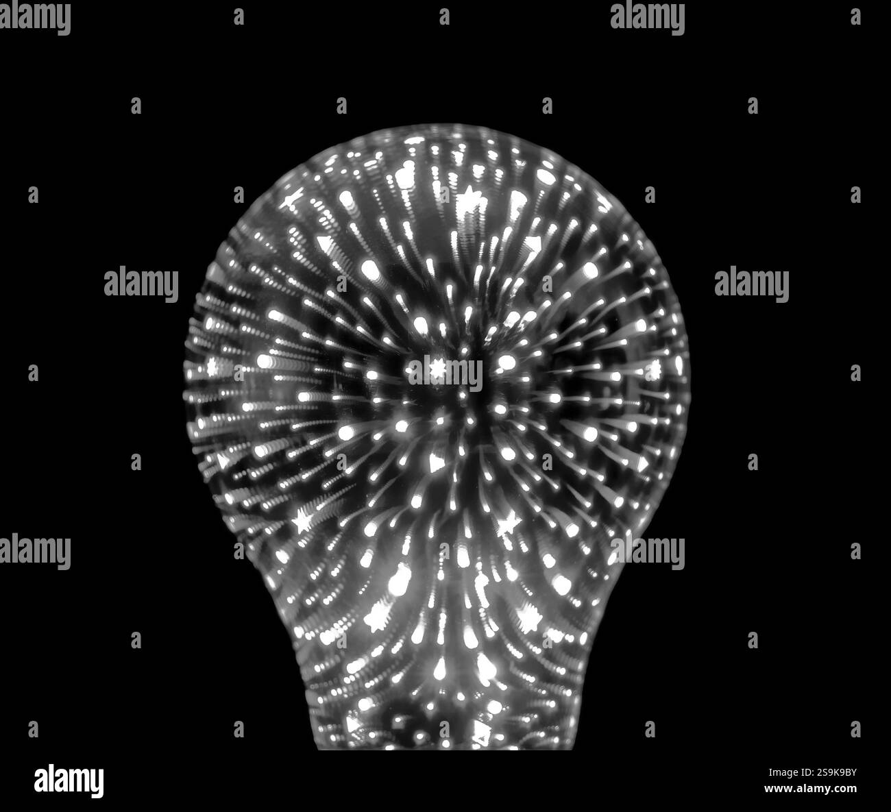 Dekorative festliche Monochrom Infinity 3D Firework Glühlampe Stockfoto