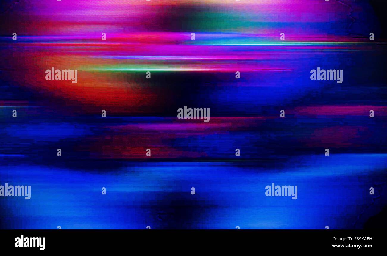 Kameraeffekt gestört. Retro-VHS-Hintergrund. Alte Videovorlage. Kein Signal. Statisches TV-Geräusch, schlechtes TV-Signal Stockfoto