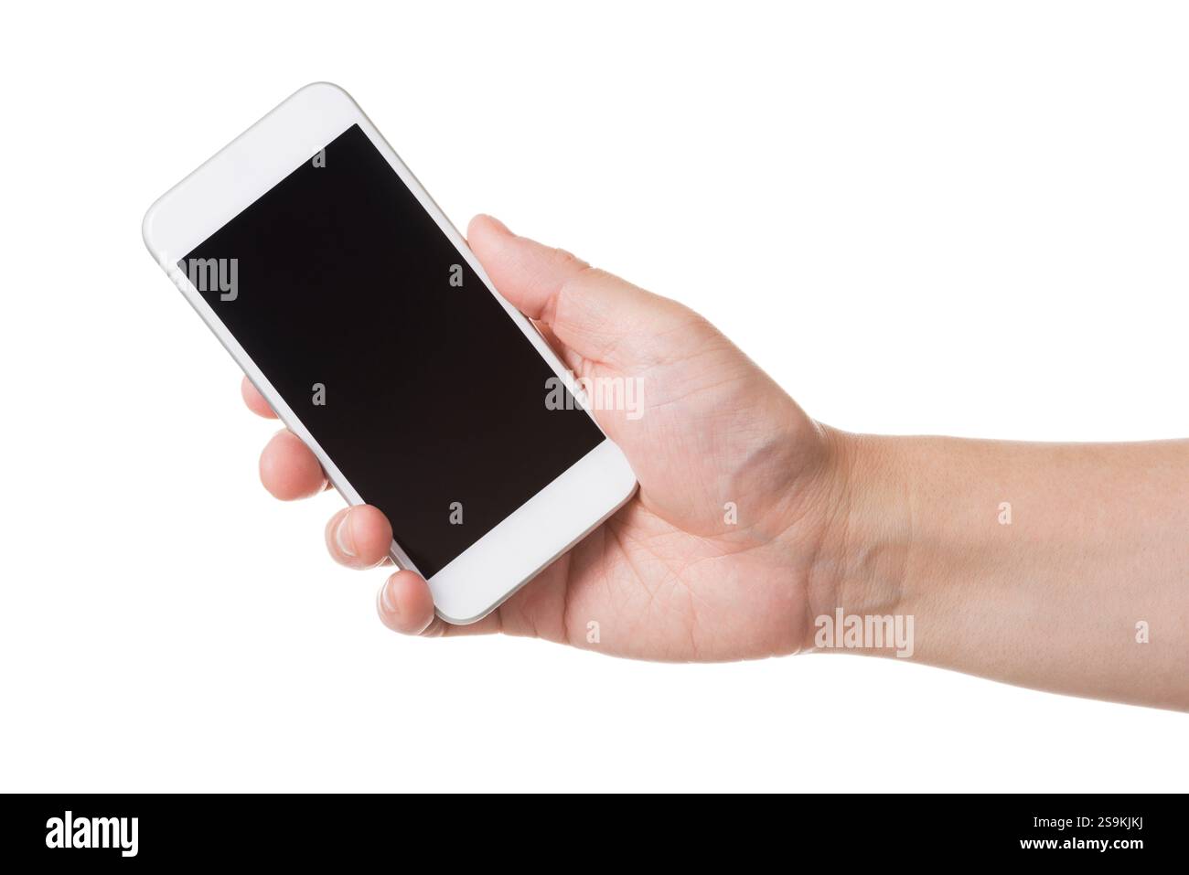 Hände, die ein Smartphone bedienen Stockfoto