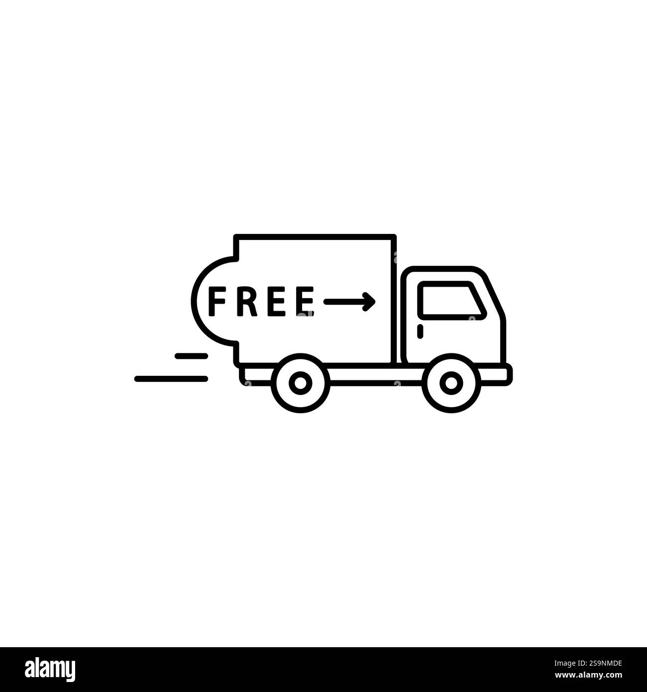 Design des kostenlosen Versandwagens auf weißem Hintergrund. Vektorabbildung Stock Vektor