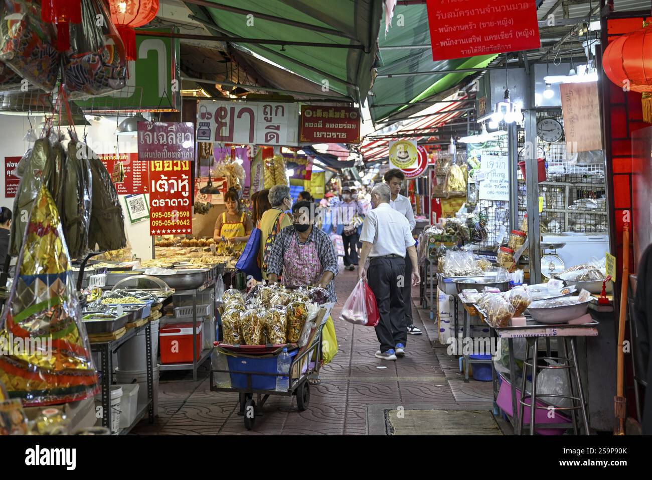 Markt an der Yaowarat Road, China Town, chinesisches Viertel, Sampheng, Bangkok, Thailand, Asien Stockfoto