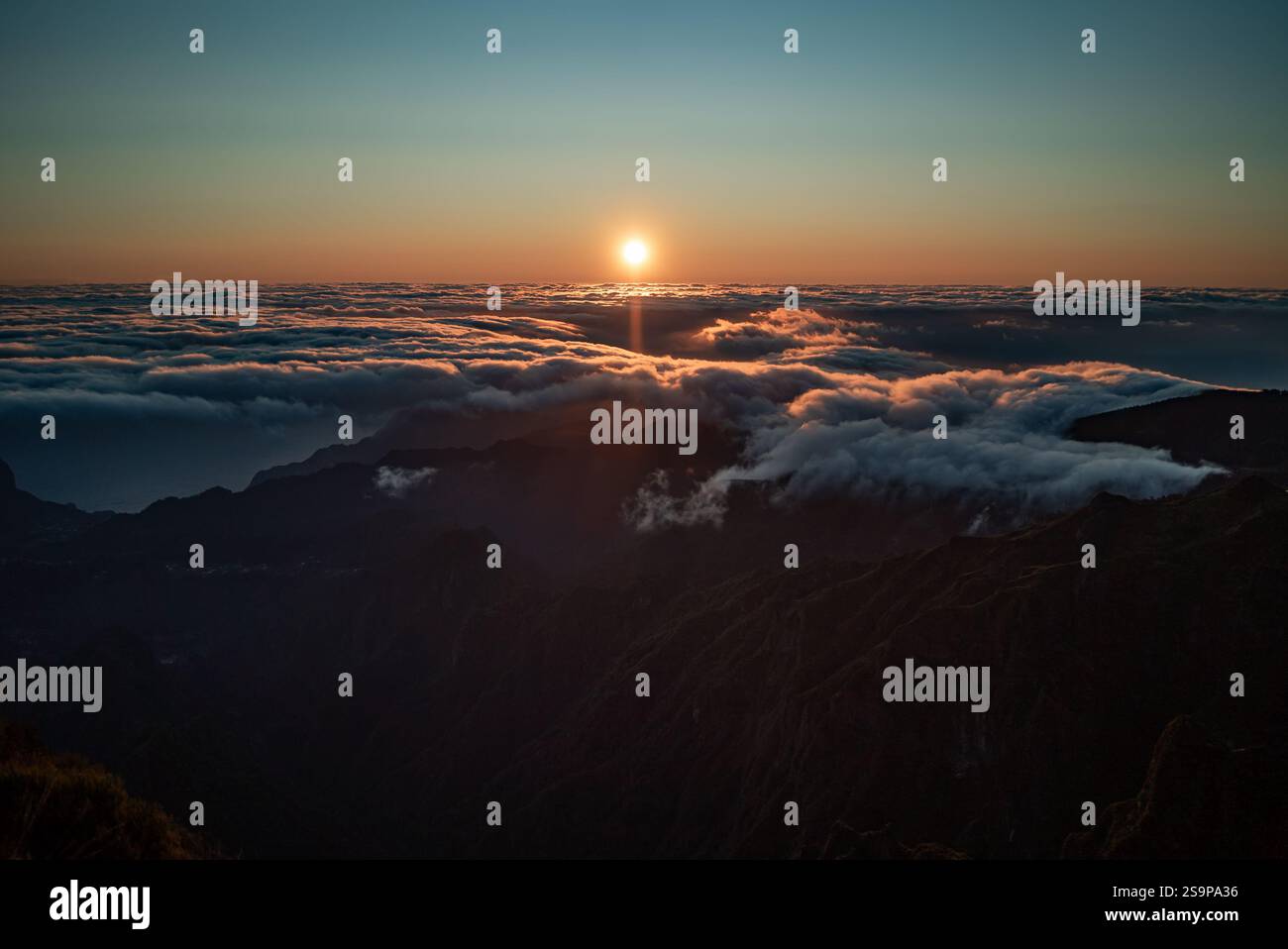 Hoch über den Wolken – Pico do Arieiro at Dawn Stockfoto