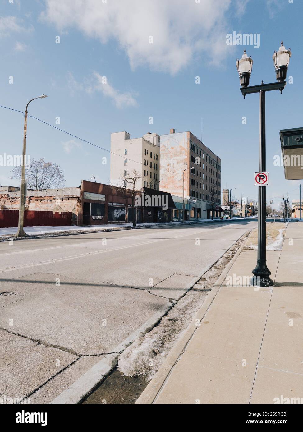 Saginaw Street im Zentrum von Flint Michigan USA Stockfoto