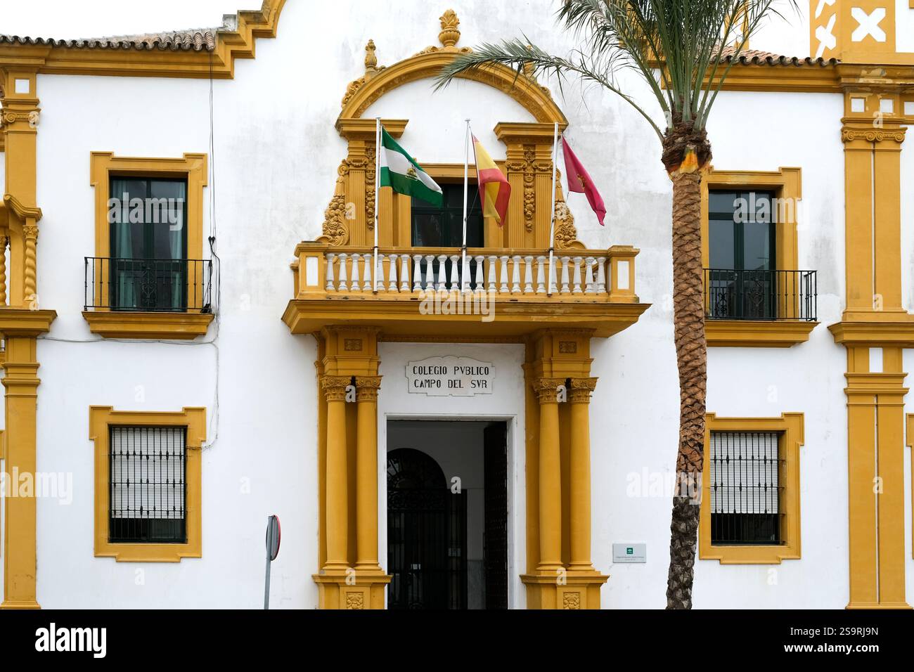 Spanien. Cadiz. Paläste und Architektur des historischen Zentrums - Colegio Publico Campo del Sur Stockfoto