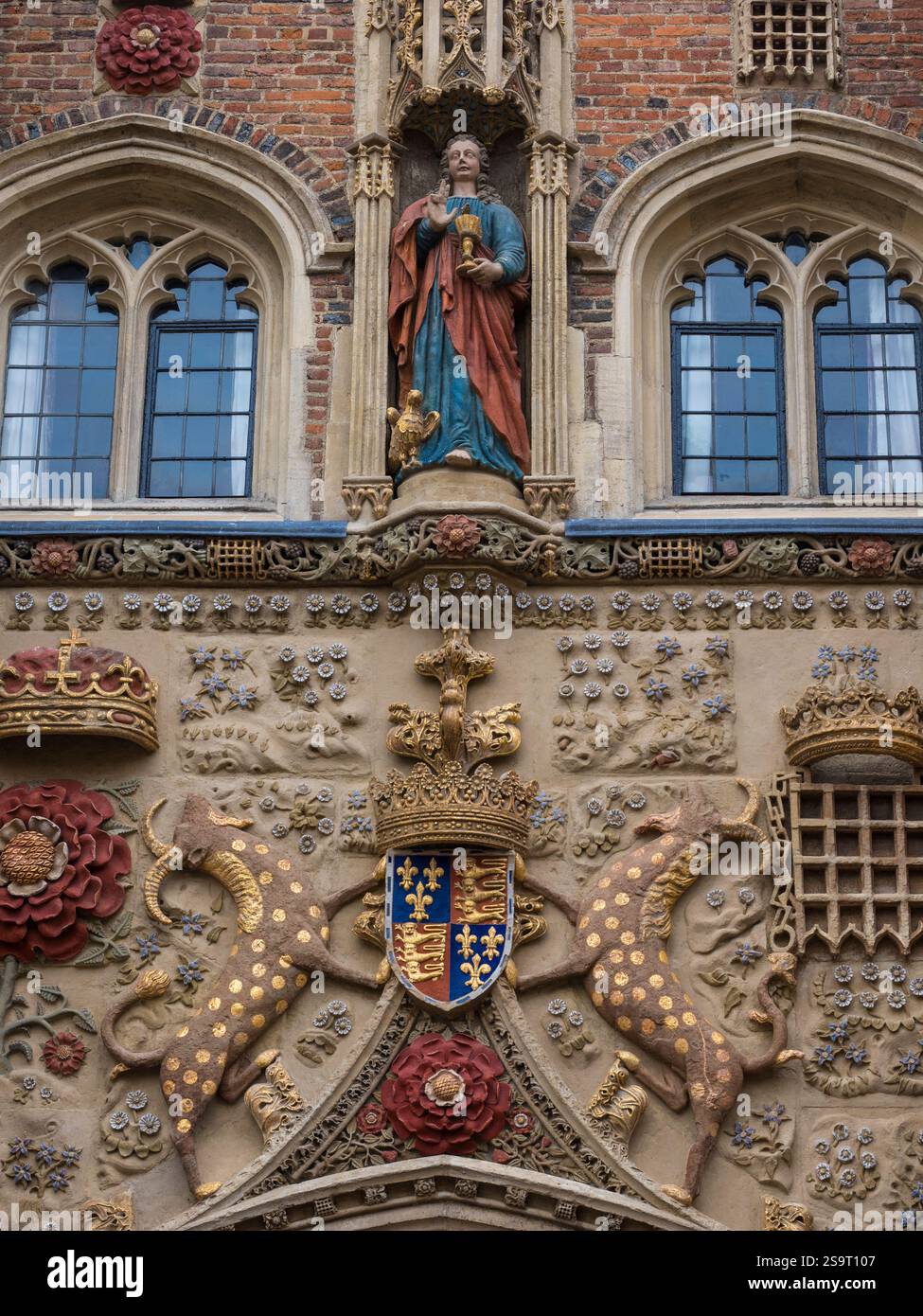 Detail, Great Gate, St Johns College, Universität Cambridge, Cambridge, Cambridgeshire, England, Großbritannien, GB. Stockfoto
