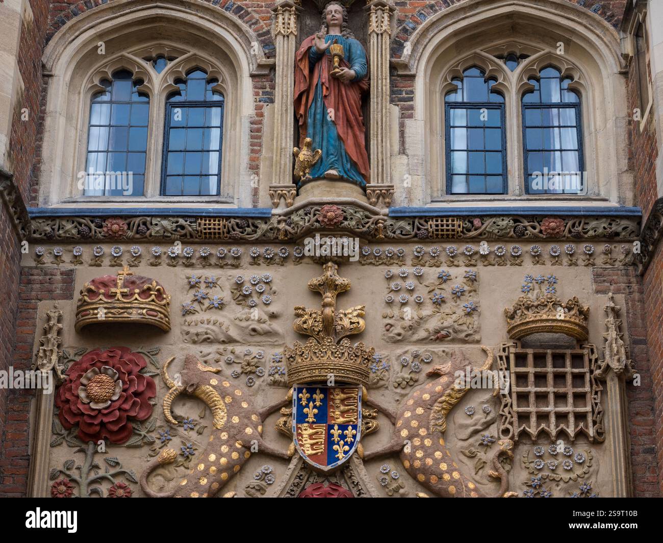 Detail, Great Gate, St Johns College, Universität Cambridge, Cambridge, Cambridgeshire, England, Großbritannien, GB. Stockfoto