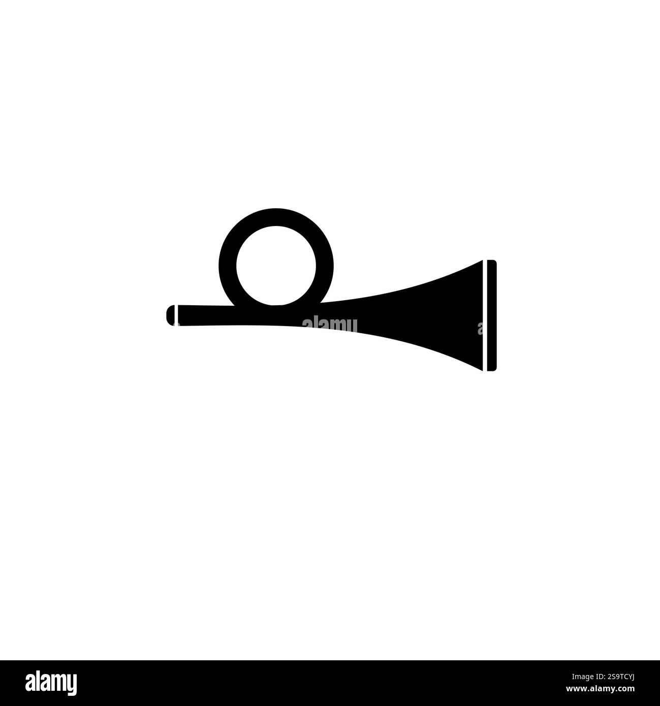 Posthorn, Musik Messing Instrument, Trompete Solid Flat Vektor Symbol isoliert auf weißem Hintergrund. Stock Vektor