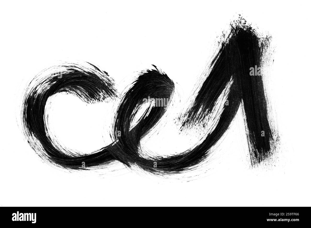 Schwarzer Pfeil mit Pinsel im Grunge-Stil bemalt Stockfoto