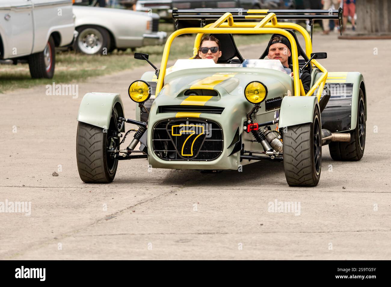 FINOWFURT, DEUTSCHLAND - 11. MAI 2024: Ein Sportwagen Lotus Seven. Saisoneröffnung des Race 61 Festivals. Stockfoto