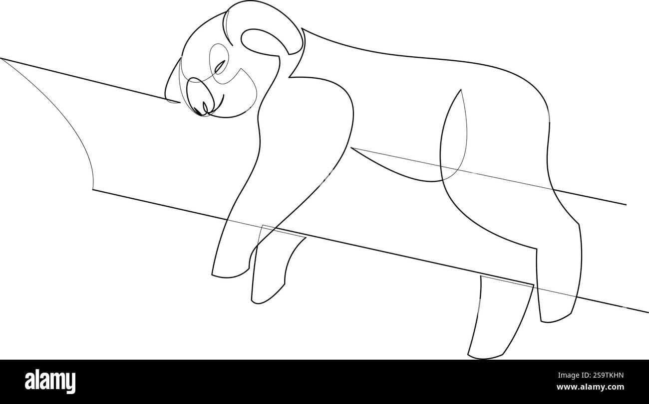 Eine durchgehende Linienzeichnung von Koala auf einem Baum. Tier aus Australien Maskottkonzept für den Naturschutzpark. Minimalistische Tattoo-Skizze. Einzel l Stock Vektor