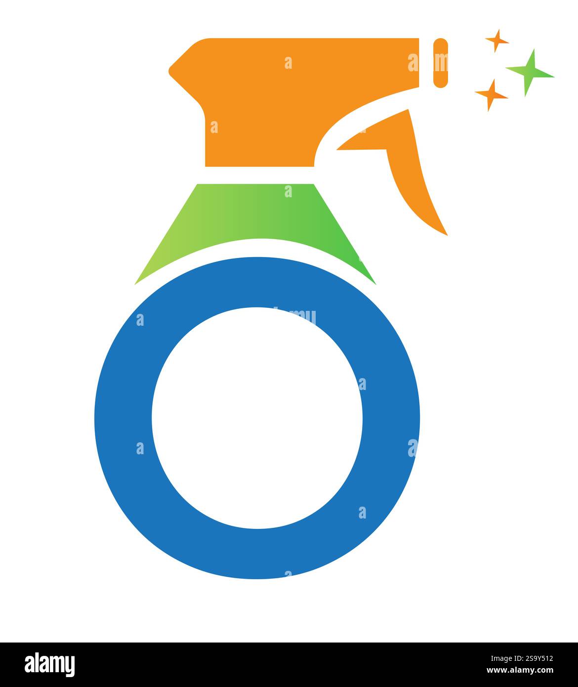 Initial Letter O House Cleaning Logo Concept mit Hygiene Sprays Symbol Stock Vektor