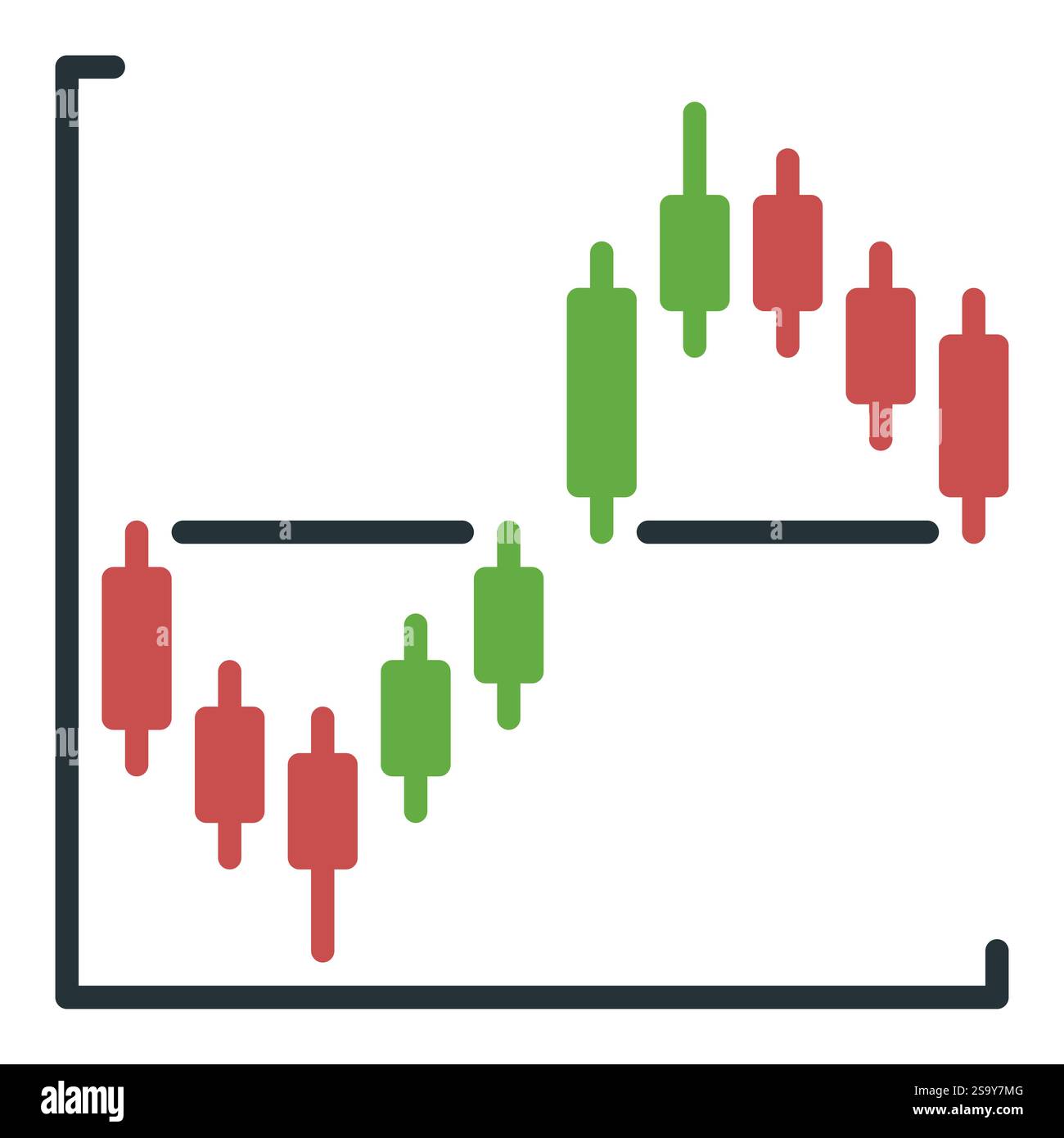 Kryptowährung Candlestick Chart Vector Analytics Konzept einfaches Symbol oder Symbol Stock Vektor