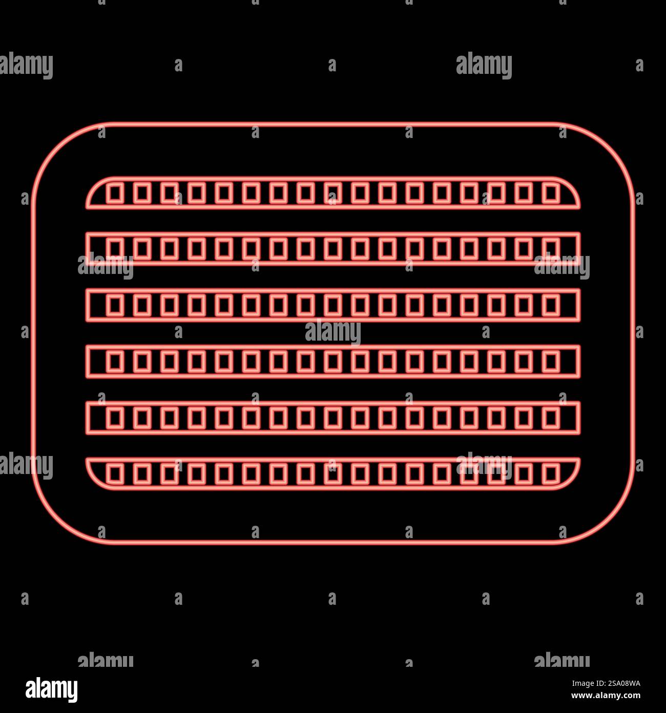 Neon-Auto-Kühler Fahrzeug-Service-Auto-Teile-Detail-Konzept rote Farbe Vektor-Illustration Bild flache Art Licht. Neon Auto Kühler Fahrzeug Service Auto Teile Detail Konzept rote Farbe Vektor Illustration Bild flach Stil Stock Vektor