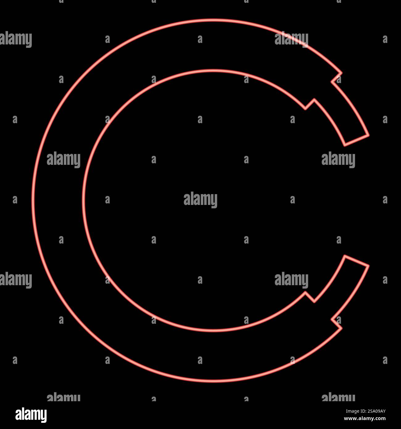 Neonseillinie Hawser Kabel elektrische Kreisform für Auto rote Farbe Vektor Illustration Bild flache Art Licht. Neonseillinie Hawser Kabel elektrische Kreisform für Auto rote Farbe Vektor Illustration Bild flache Art Stock Vektor