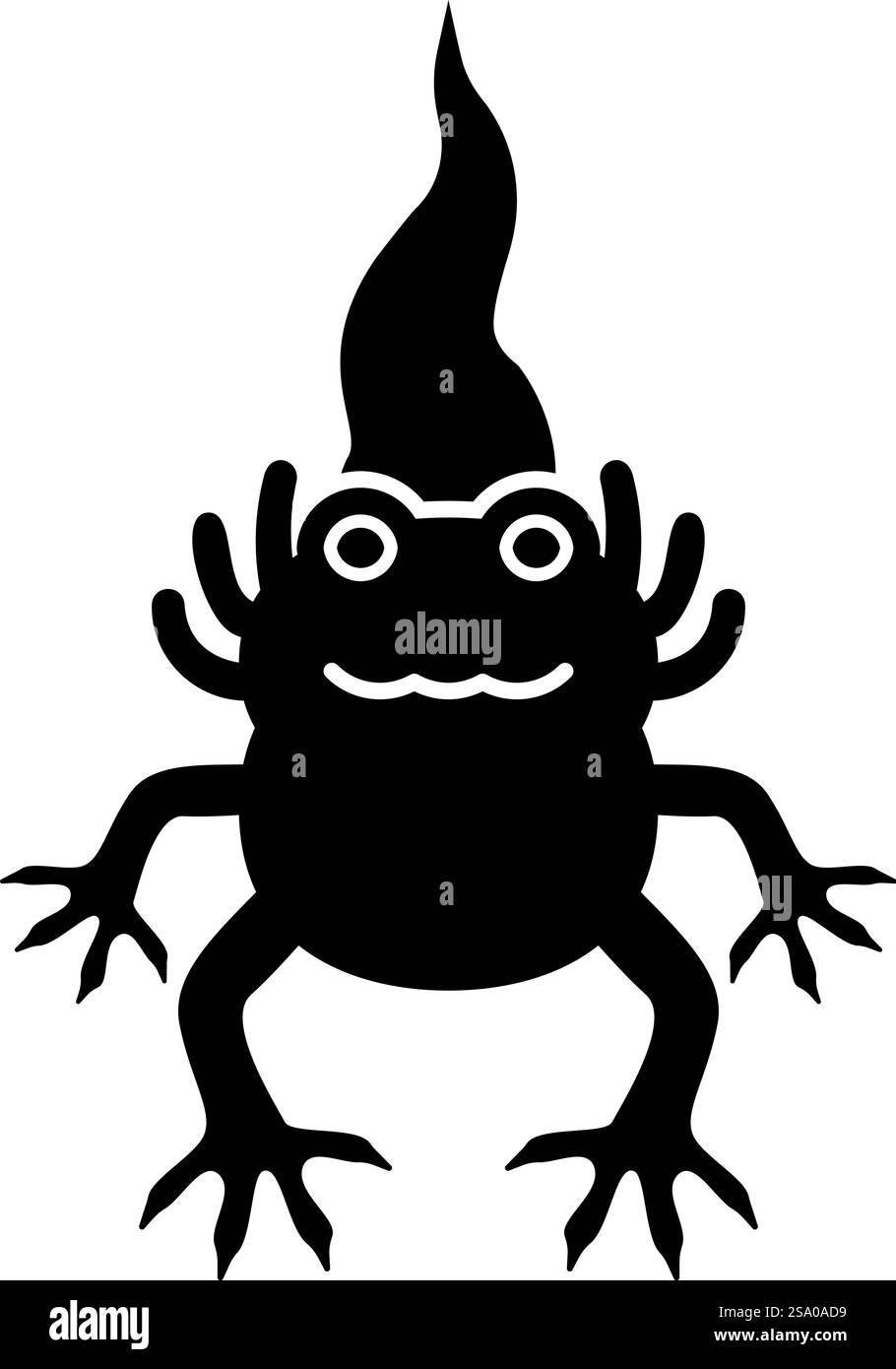 Axolotl ambystoma mexicanum Vorderansicht Symbol schwarz Farbe Vektor Illustration Bild flach Stil einfach. Axolotl ambystoma mexicanum Vorderansicht Symbol schwarz Farbe Vektor Illustration Bild flach Stil Stock Vektor