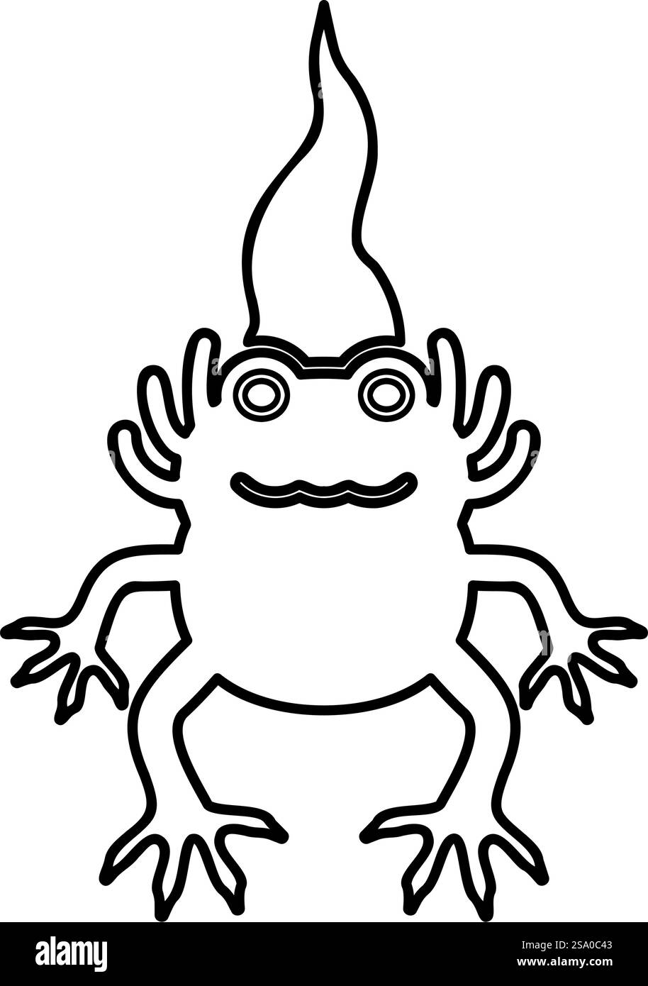 Axolotl ambystoma mexicanum Vorderansicht Kontur Umrisslinie Symbol schwarz Farbe Vektor Illustration Bild dünn flach Stil einfach. Axolotl ambystoma mexicanum Vorderansicht Kontur Kontur Linie Symbol Schwarz Farbe Vektor Illustration Bild dünn flach Stil Stock Vektor