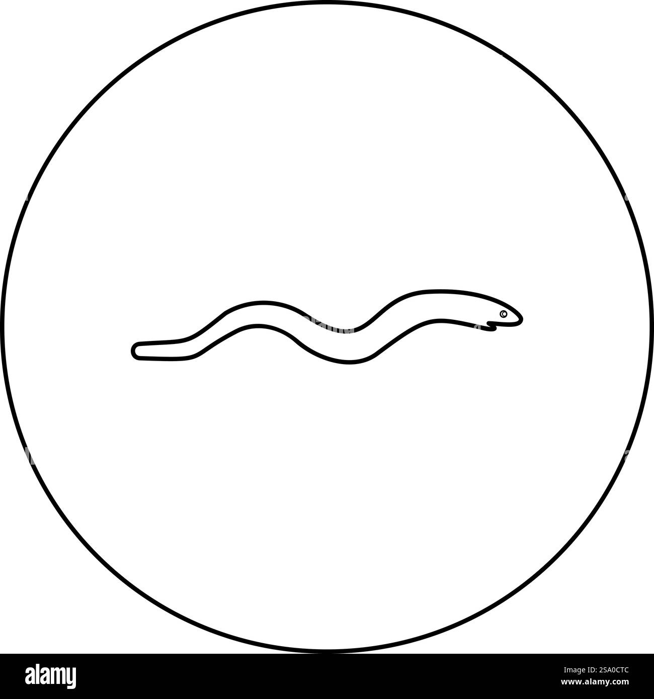 Aal Fisch Schlange Form Meeresfrüchte Konzept Symbol im Kreis rund schwarz Farbe Vektor Illustration Bild Umriss Kontur Linie dünne Art einfach. Aal Fisch Schlange Form Meeresfrüchte Konzept Icon im Kreis Runde schwarze Farbe Vektor Illustration Bild Umriss Kontur Linie dünne Stil Stock Vektor