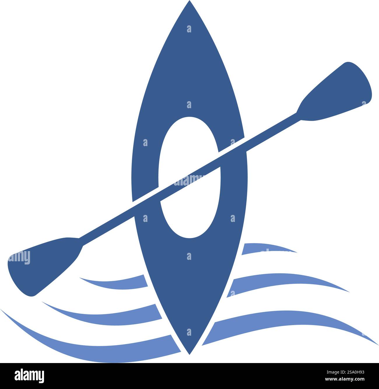 Flaches Design mit dem Logo des Kajakbootes Stock Vektor