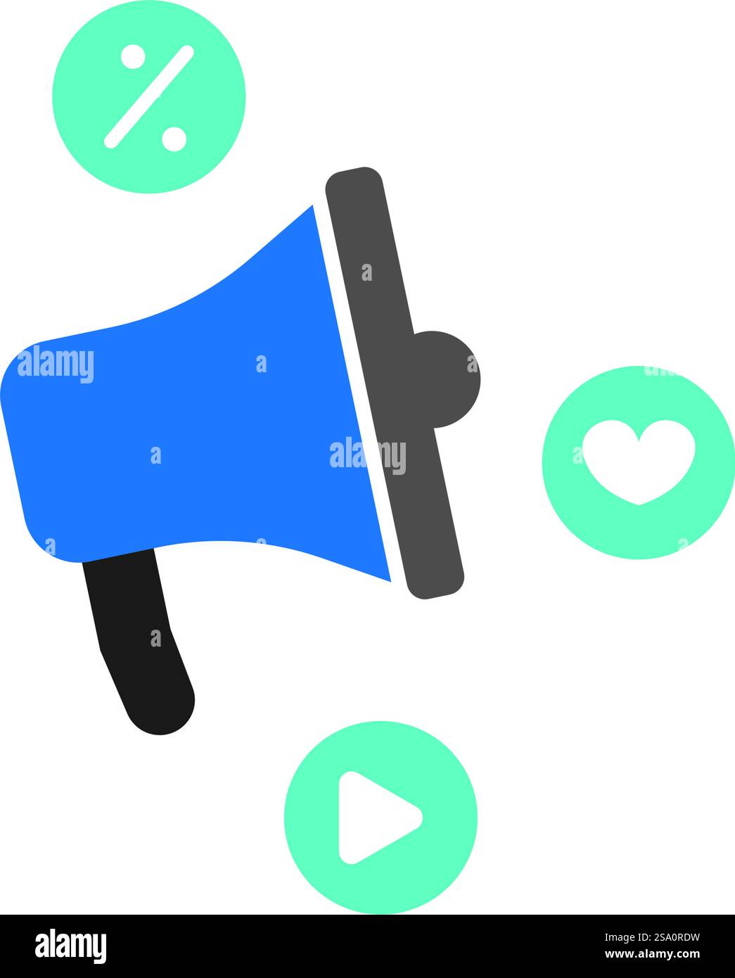 Megaphon-Symbol flacher Design-Vektor Stock Vektor