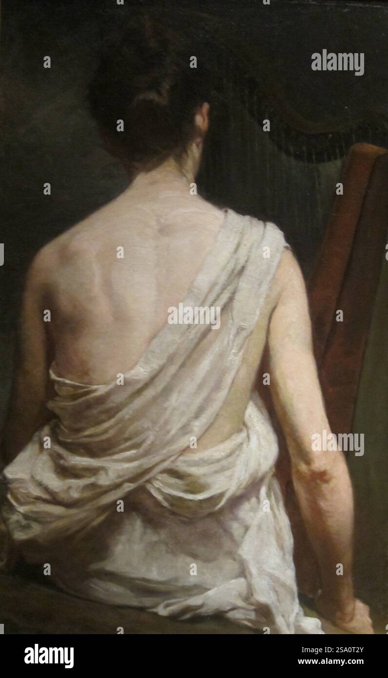 "Frau mit einer Harfe" von Elizabeth Nourse, Cincinnati Art Museum Stockfoto