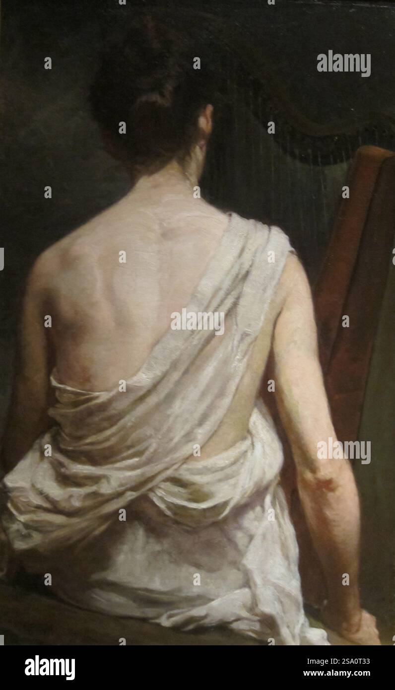 "Frau mit einer Harfe" von Elizabeth Nourse, Cincinnati Art Museum Stockfoto