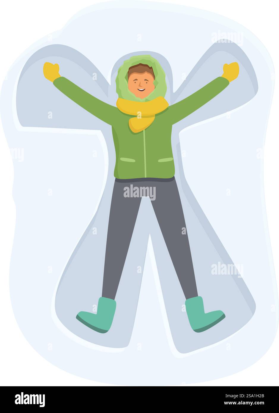 Weihnachtszeichnung Symbol Cartoon Vektor. Verwandte Freunde. Am besten spielst du Schneeengel. Weihnachtszeichnung Symbol Cartoon Vektor. Verwandte Freunde Stock Vektor