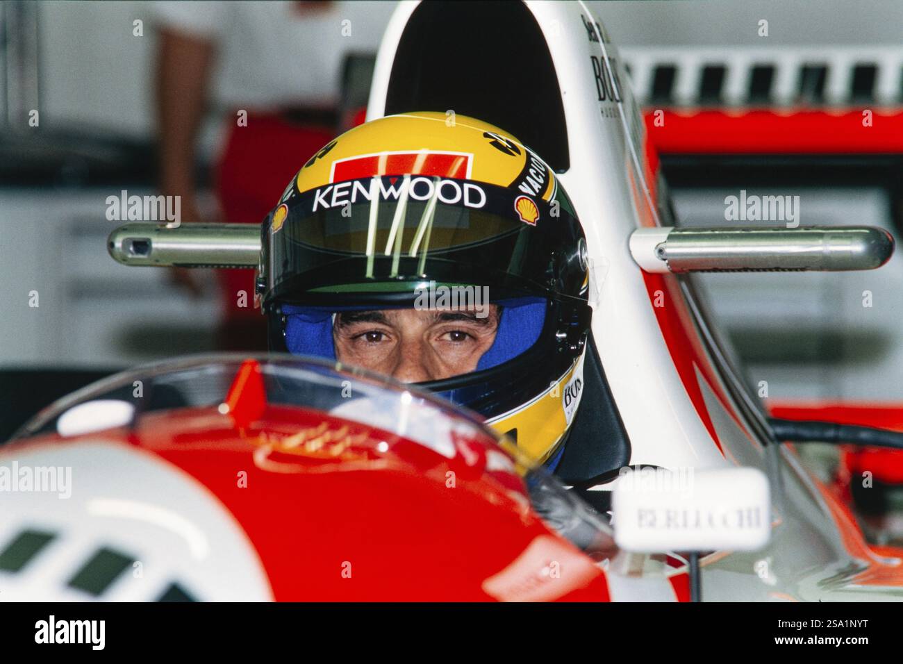 Rennfahrer Ayrton Senna, im Cockpit, Formel 1, Team McLaren Ford, McLaren MP4-8, Ford Cosworth HB 3,5 V8-Motor, Grand Prix von Deutschland beim hoc Stockfoto