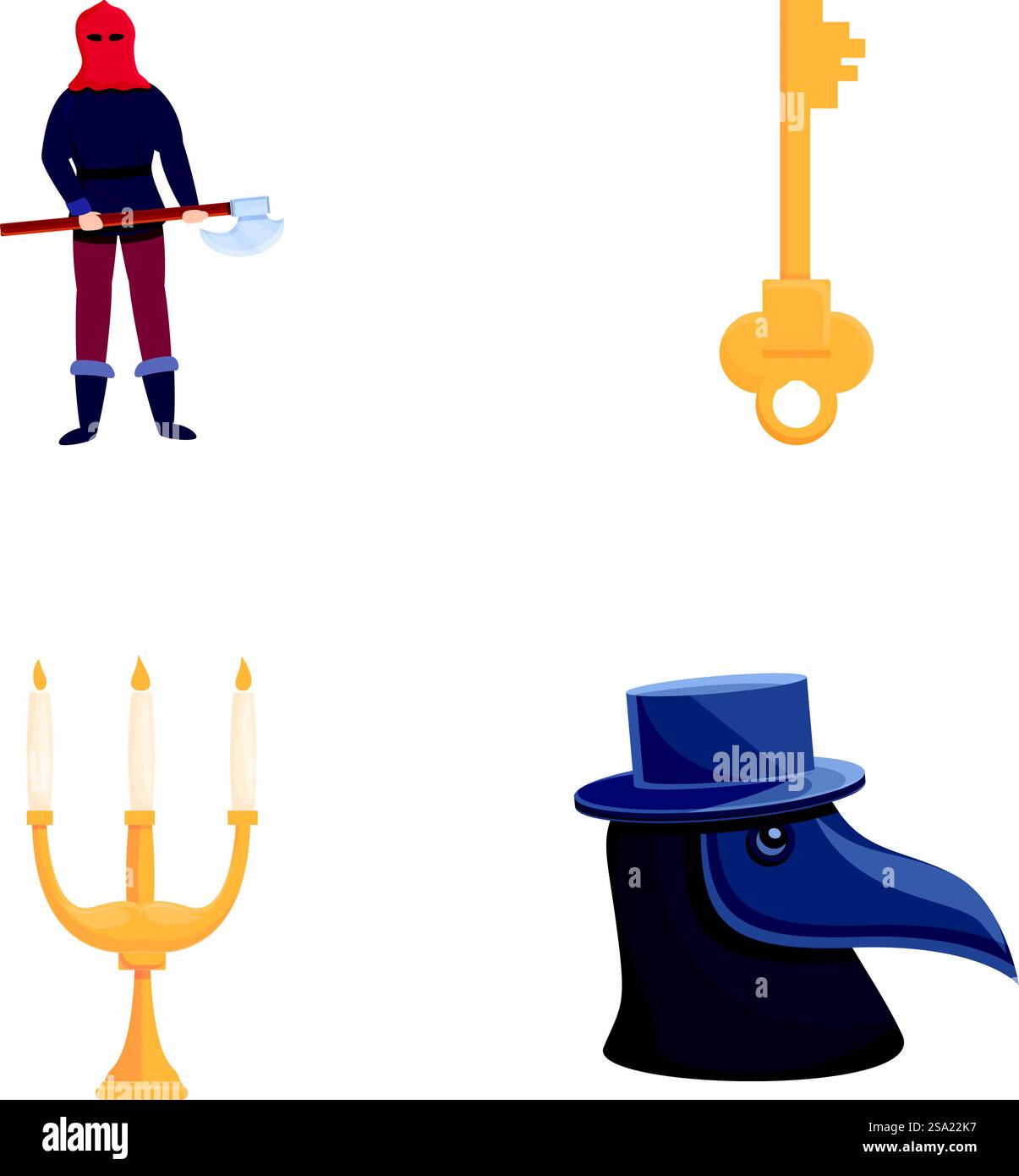 Symbole des Mittelalters setzen Cartoonvektor. Verschiedene ...