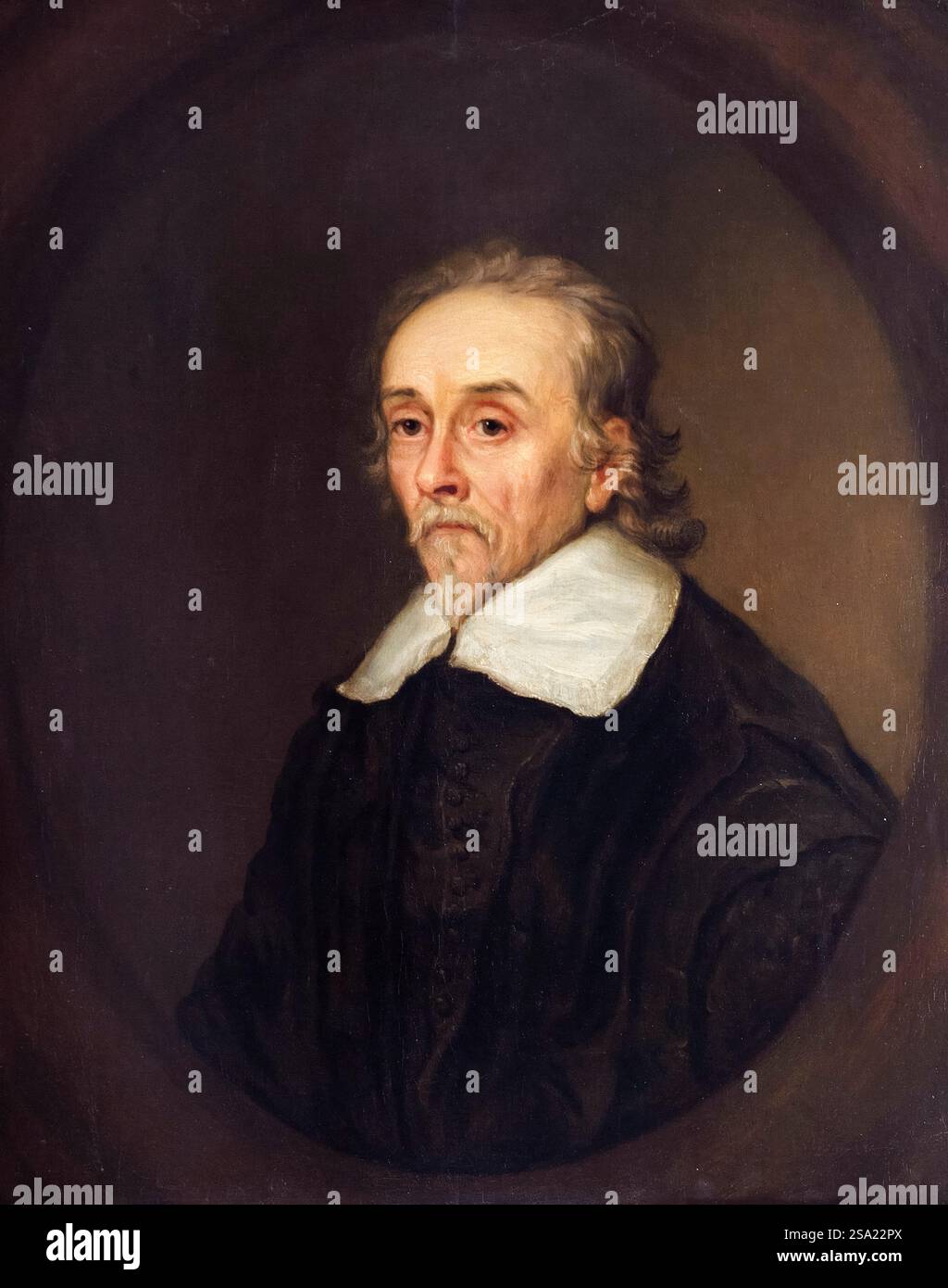 William Harvey (1578–1657), englischer Arzt, der die Blutzirkulation entdeckte, Porträtmalerei in Öl auf Leinwand vor 1657 Stockfoto