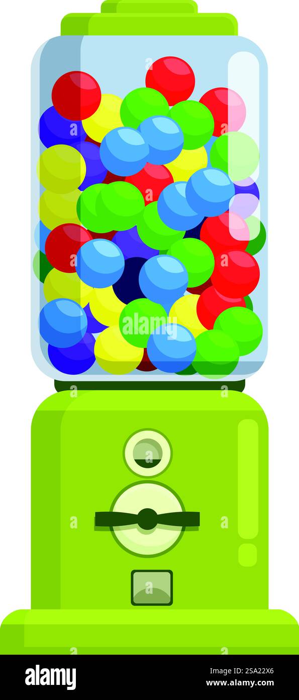 Grüne Bubblegum Maschine Symbol Cartoon Vektor. Steckplatzausrüstung. Bonbonbonbons. Grüne Bubblegum Maschine Symbol Cartoon Vektor. Steckplatzausrüstung Stock Vektor