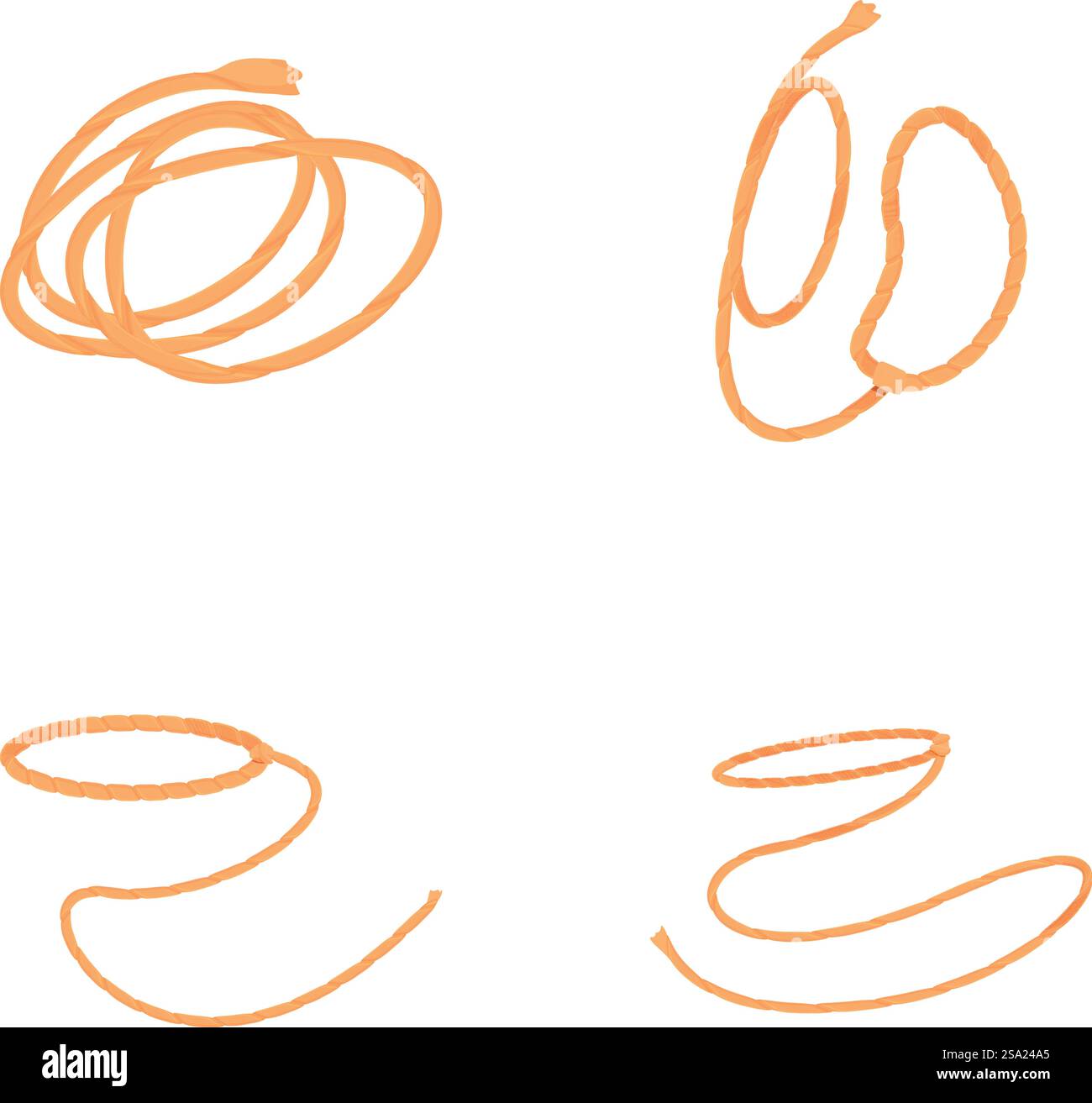 Lasso Icons setzen Cartoon Vektor. Lasso zum Lassoieren von Wildpferden und Rindern. Seil, Schnur. Lasso Icons setzen Cartoon Vektor. Lasso zum Lassoieren von Wildpferden und Rindern Stock Vektor