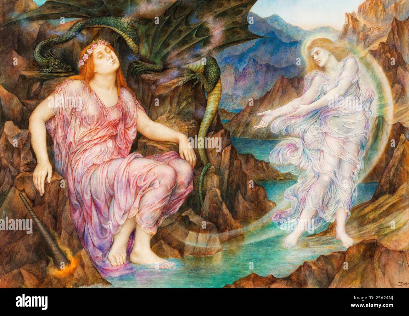 Evelyn de Morgan Gemälde, das Vergehen der Seele beim Tod, Öl auf Leinwand, 1910-1919 Stockfoto