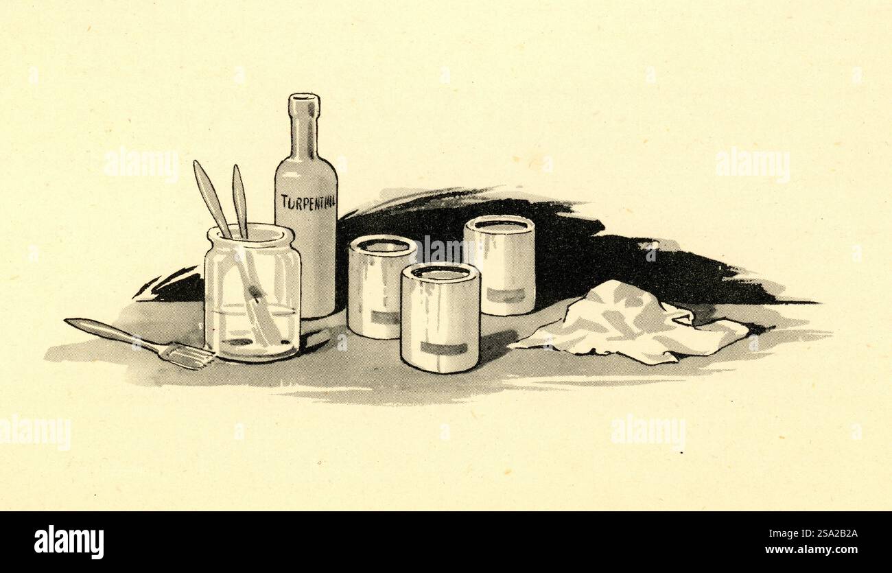 Vintage 1940's Taschenbuch, Inside Plate, Woodworking for Beginners von John Dumayne diese überarbeitete Ausgabe erschien 1946 Stockfoto