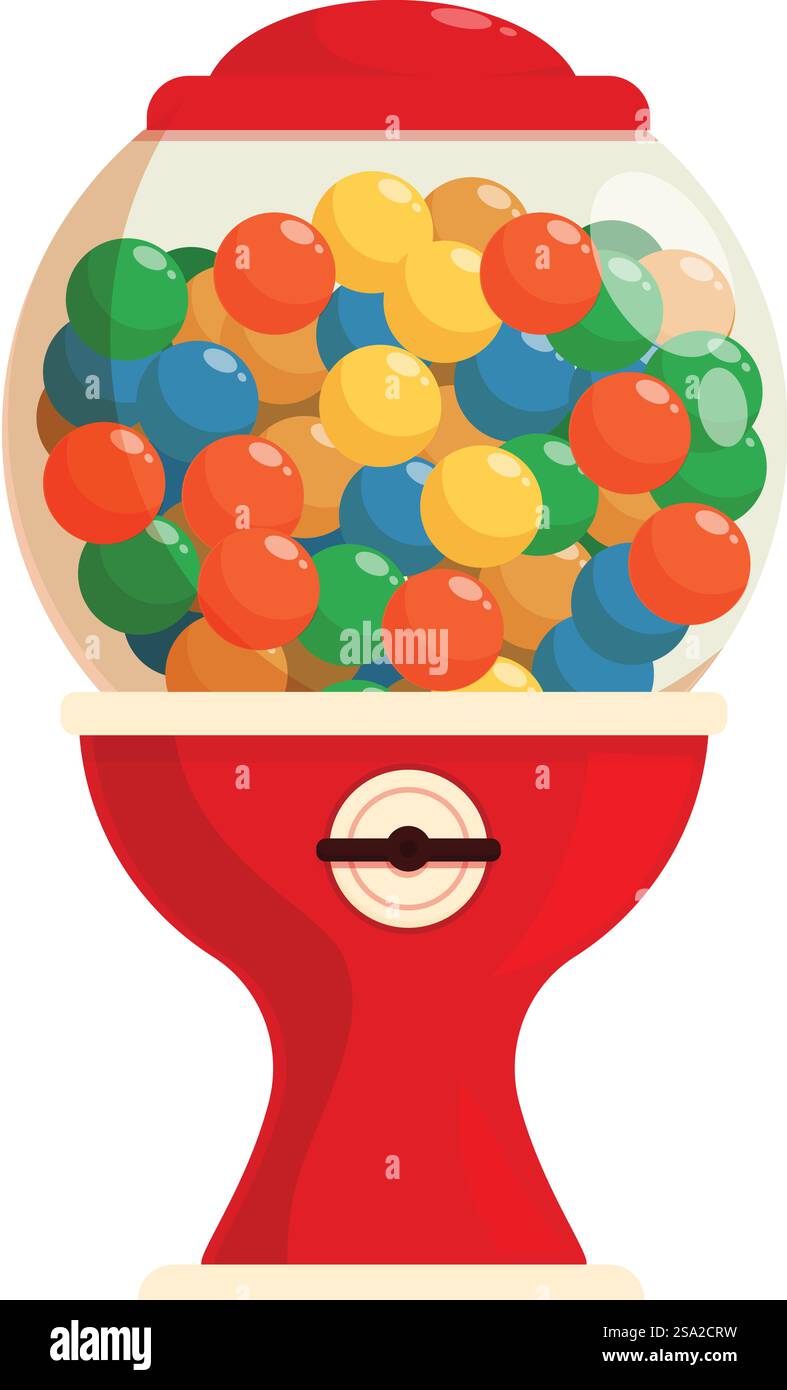 Runde Bubblegum Maschine Symbol Cartoon Vektor. Farbenfrohe Ausrüstung. Spielvergnügen. Runde Bubblegum Maschine Symbol Cartoon Vektor. Farbenfrohe Ausrüstung Stock Vektor