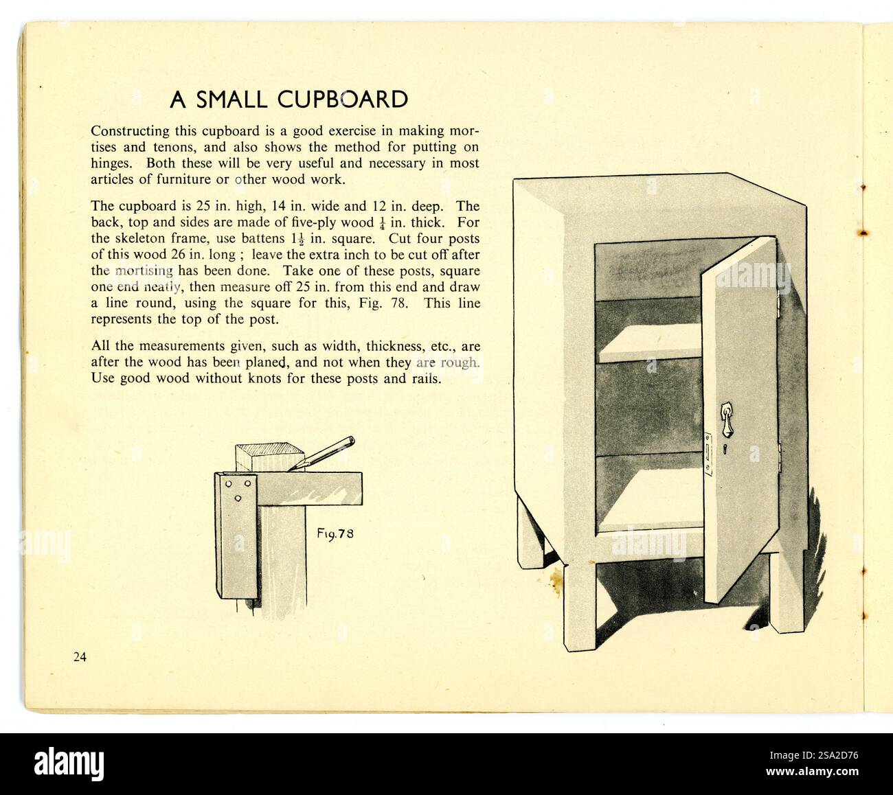 Vintage 1940's Taschenbuch, Inside Plate, Woodworking for Beginners von John Dumayne diese überarbeitete Ausgabe erschien 1946 Stockfoto