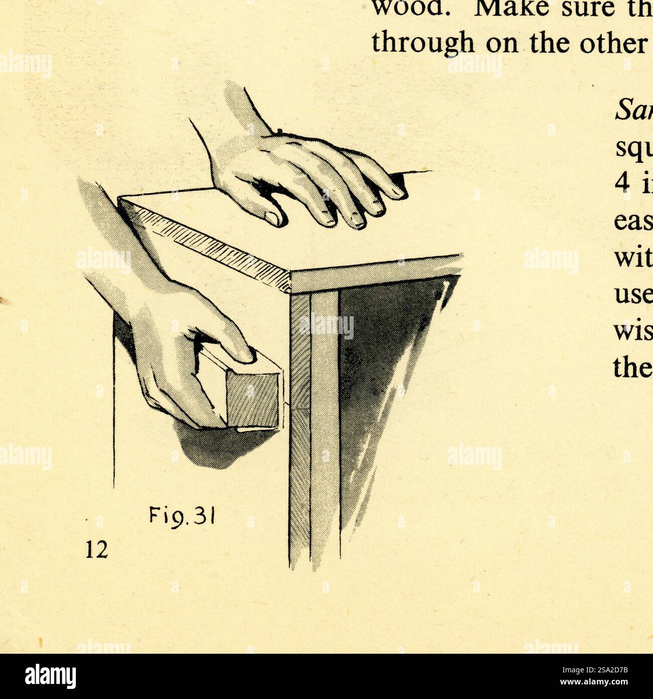 Vintage 1940's Taschenbuch, Inside Plate, Woodworking for Beginners von John Dumayne diese überarbeitete Ausgabe erschien 1946 Stockfoto