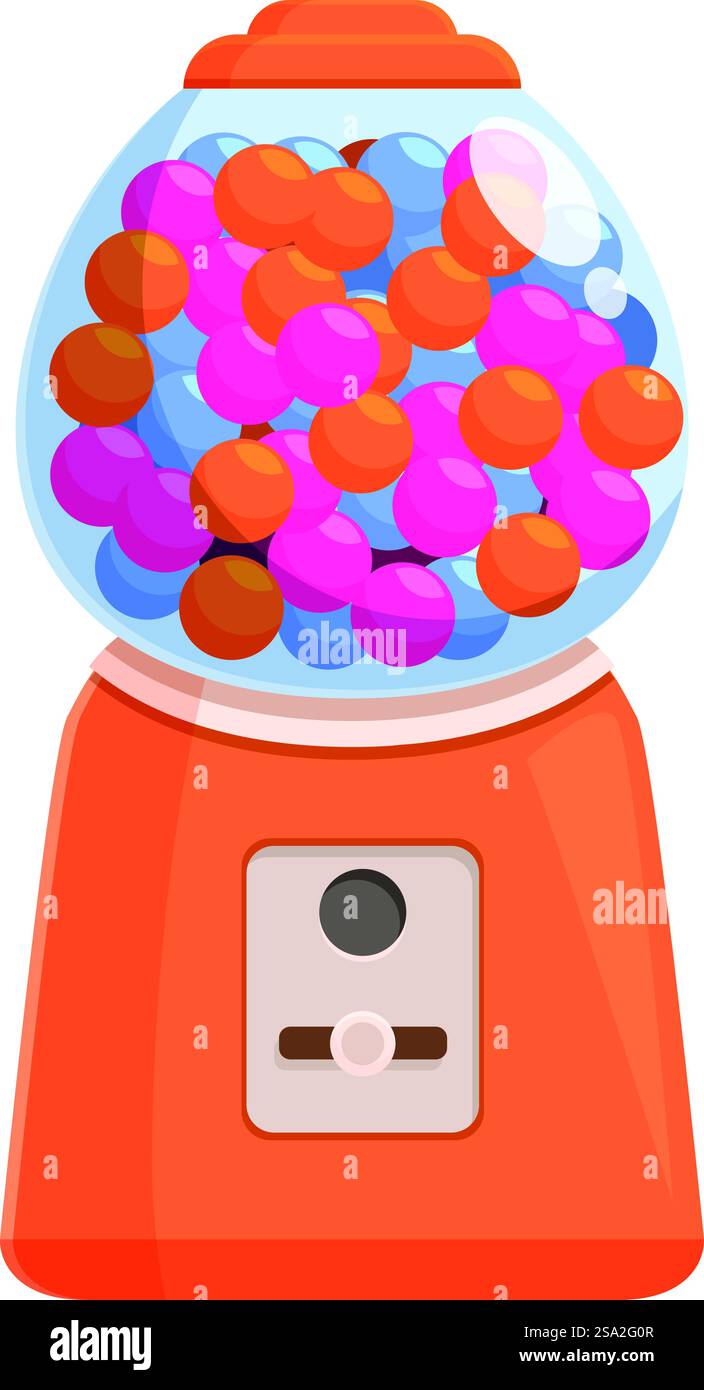 Bunte Maschine Slot Symbol Cartoon Vektor. Kaugummi-Ausrüstung. Süßigkeitenkugel. Bunte Maschine Slot Symbol Cartoon Vektor. Kaugummi-Ausrüstung Stock Vektor