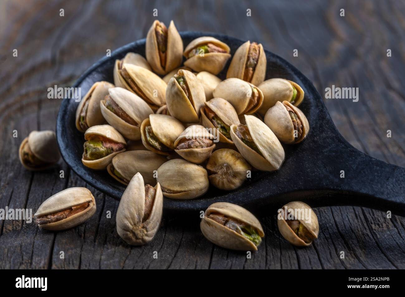Gesalzene Pistazien. Stockfoto