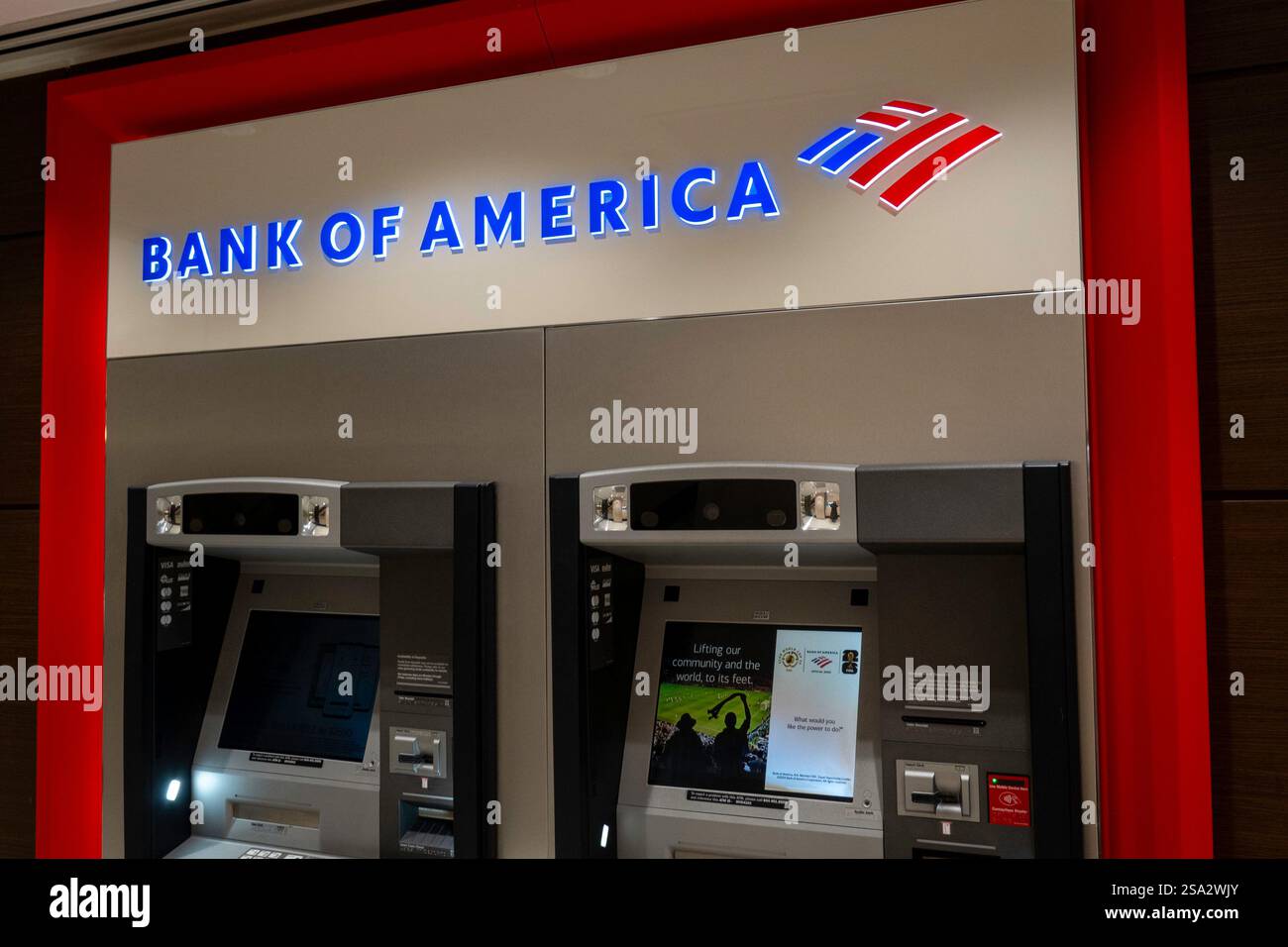 Bank of America Geldautomaten, New York City, 2025, USA Stockfoto