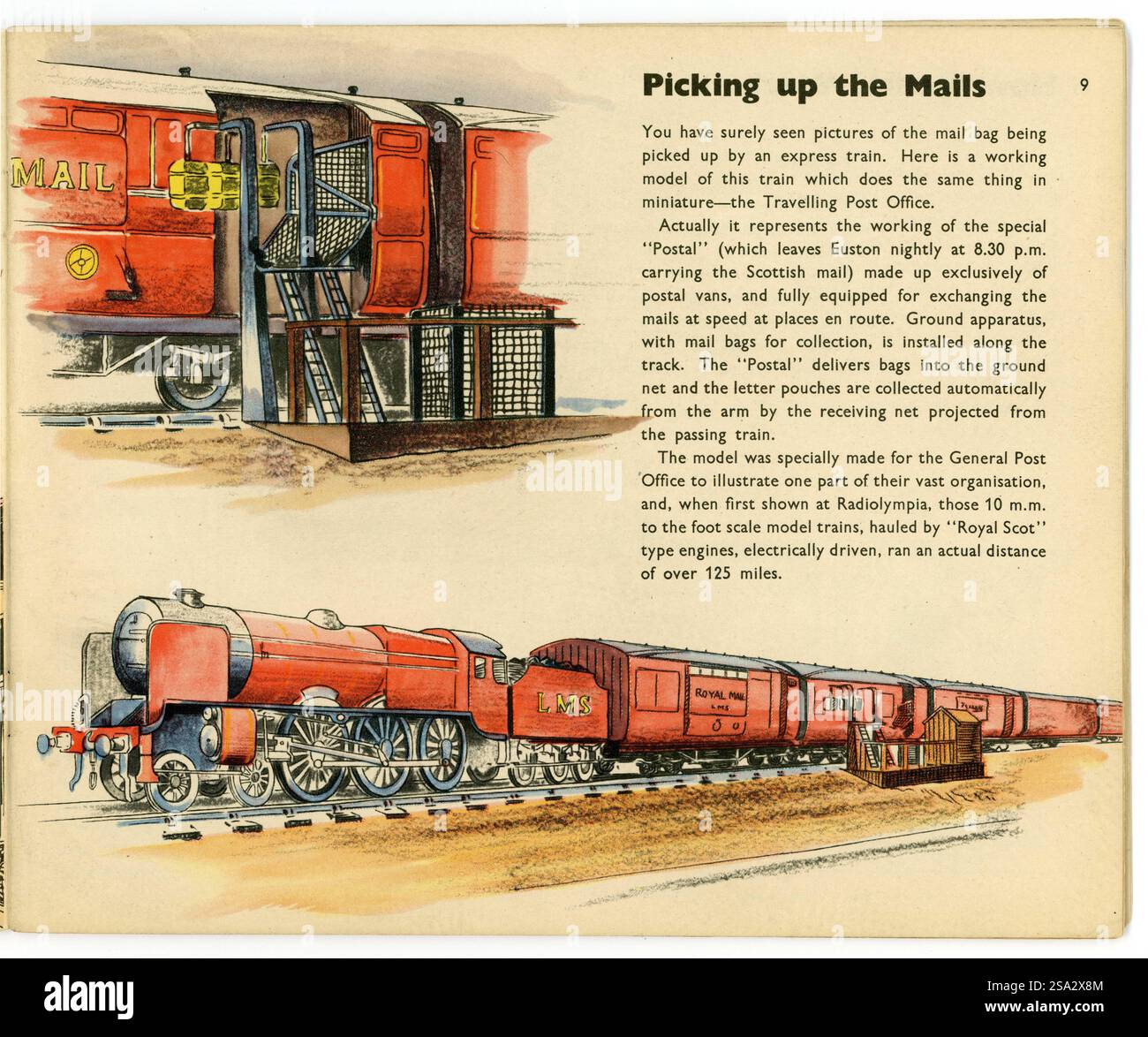 Vintage 1940er Buchplatte eines Postzuges aus dem Taschenbuch, wunderbare Modelle von WJ Bassett-Lowke & Paul B. Mann, erstmals 1945 veröffentlicht, diese überarbeitete Ausgabe erschien 1947. Stockfoto