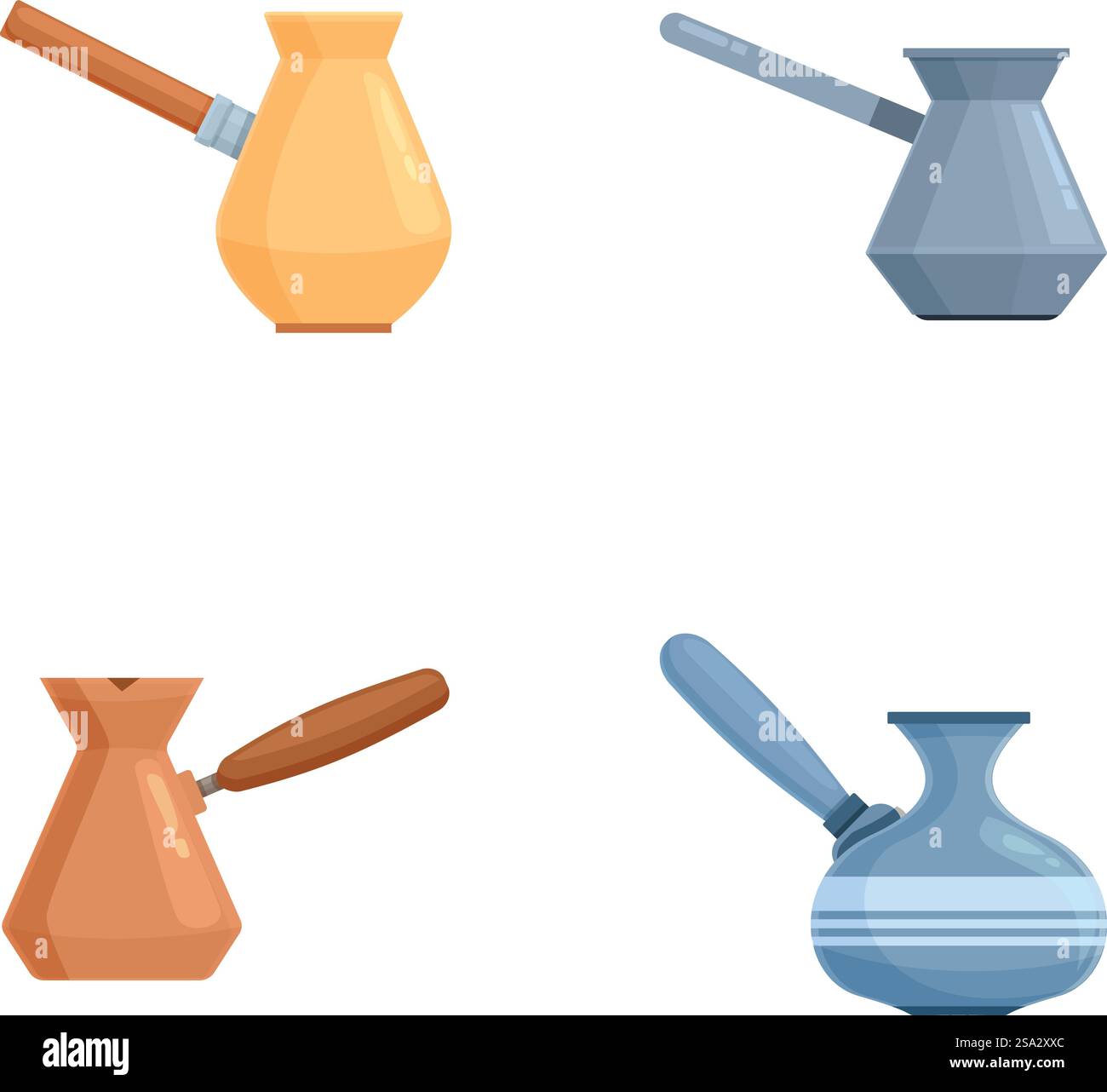 Coffee turk Icons setzen Cartoon Vektor. Traditioneller türkischer Kaffee. Küchenausstattung. Coffee turk Icons setzen Cartoon Vektor. Traditioneller türkischer Kaffee Stock Vektor