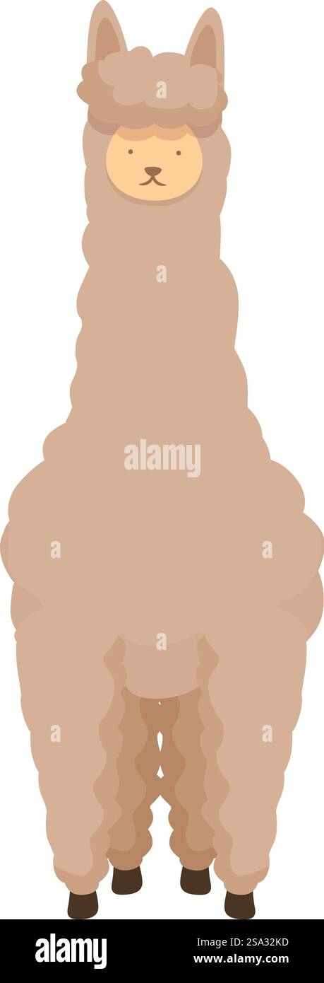 Entzückende und freundliche Zeichentrick-Lama-Illustration für Kinder&rsquo;s pädagogisches Vorschulbuch mit einem niedlichen. Stehend. Flauschig. Und pelzigen Alpaka-Charakter in modernem und unbeschwertem Design. Bezaubernde Illustration eines Cartoon-Lama mit neutralem Hintergrund, perfekt für Kinder&rsquo;s Designs Stock Vektor