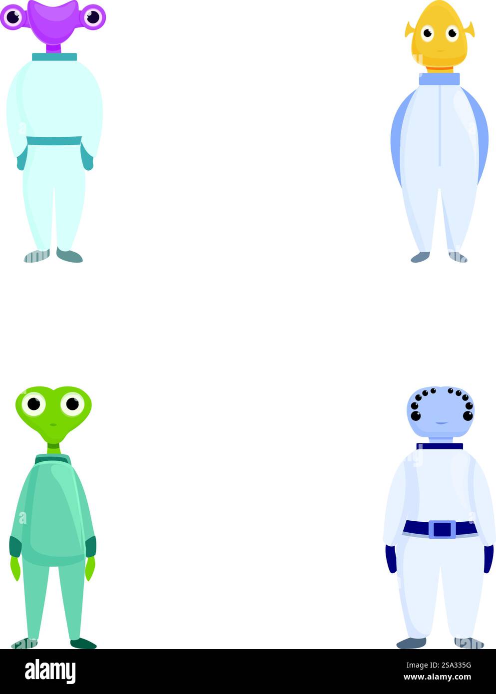Space Alien Icons setzen Cartoon Vektor. Lustige Weltraumfremde oder Monster. Zeichentrickfigur. Space Alien Icons setzen Cartoon Vektor. Lustige Weltraumfremde oder Monster Stock Vektor