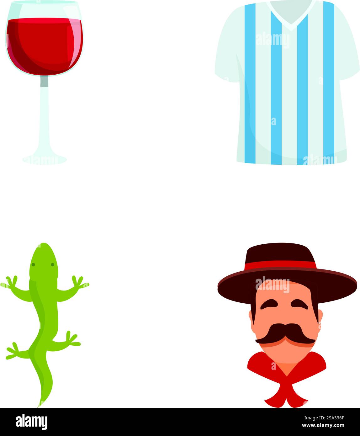 Argentinien Ikonen setzen Cartoon Vektor. Verschiedene Symbole von argentinien. südamerikanisches Land. Argentinien Ikonen setzen Cartoon Vektor. Verschiedene Symbole von argentinien Stock Vektor
