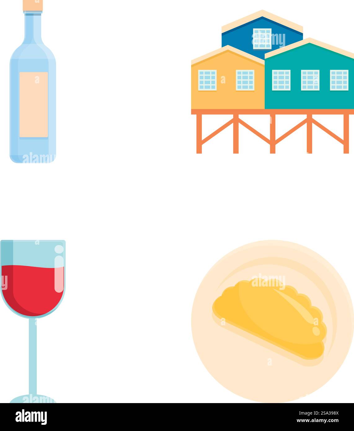 Chile Icons setzen Cartoon Vektor. Wahrzeichen des Landes chile. südamerika. Chile Icons setzen Cartoon Vektor. Wahrzeichen des Landes chile Stock Vektor