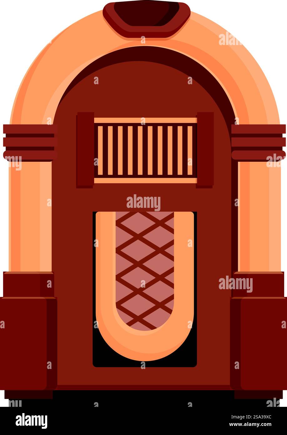 Bunte Vintage Jukebox Vektor Illustration mit 1950er und 60er Jahre Stil, perfekt für Musik, Unterhaltung und Retrothemendesigns. Flacher Vintage-Jukebox-Vektor, geeignet für retrothemenbezogene Grafiken Stock Vektor