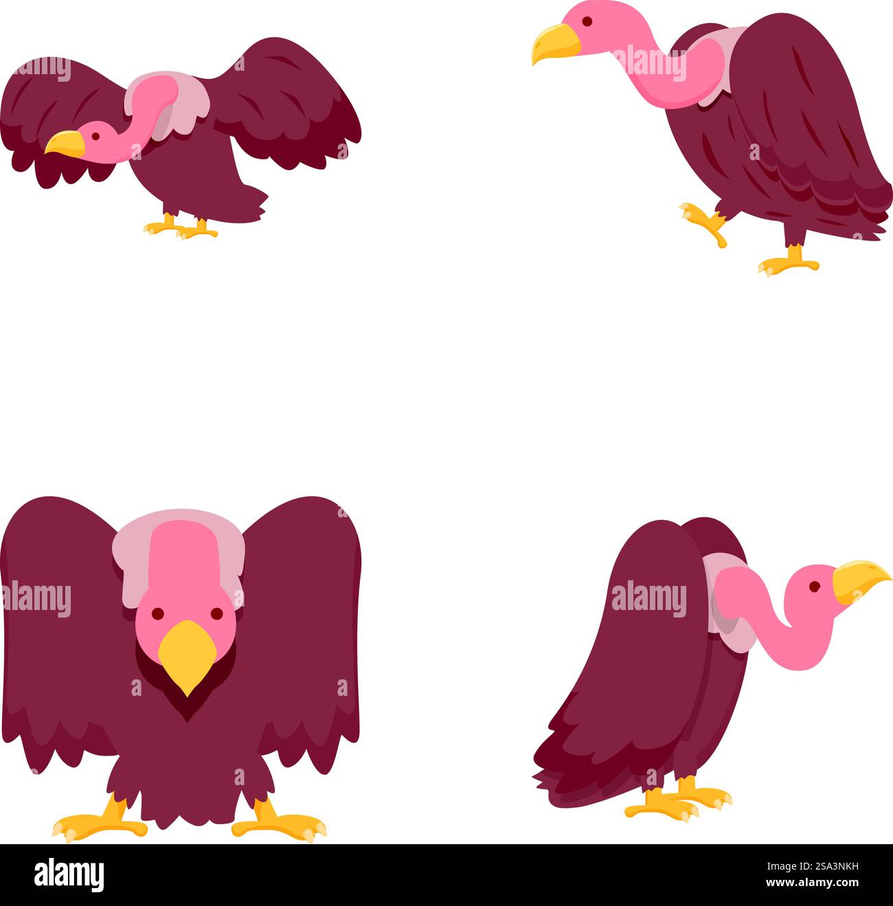 Geier-Symbole setzen Cartoon-Vektor. Großer Greifvogel. Wilde Natur. Geier-Symbole setzen Cartoon-Vektor. Großer Greifvogel Stock Vektor