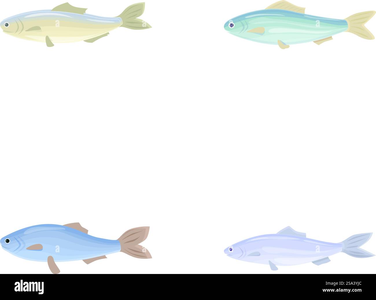 Kabeljau Fisch Icons setzen Cartoon Vektor. Frischer roher, essbarer Cartoonfisch. Fisch Und Meeresfrüchte. Kabeljau Fisch Icons setzen Cartoon Vektor. Frischer roher, essbarer Cartoonfisch Stock Vektor